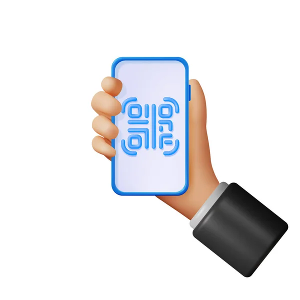 Ícone Código Smartphone Mão Renderizar Símbolo Código Moderno Compras Online — Vetor de Stock