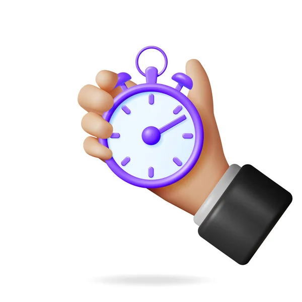 Analogový Časovač Časovače Ruce Izolovaný Render Clock Stopwatch Icon Měření — Stockový vektor