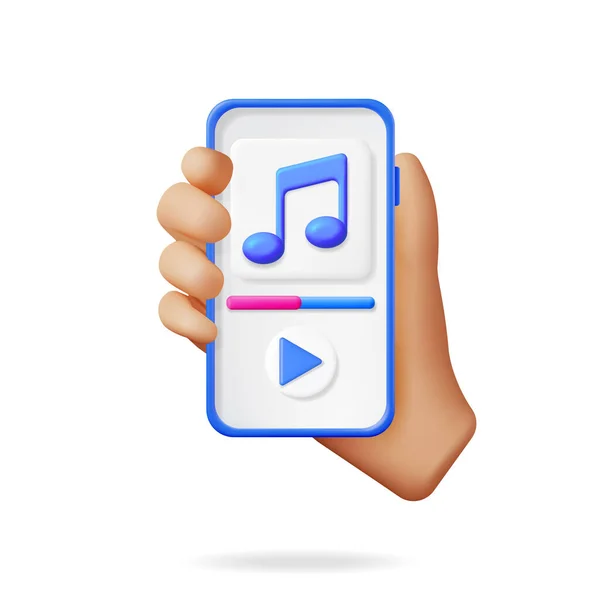 Hand Music Cloud Note Мобильном Телефоне Иконка Потоковой Музыкальной Платформы — стоковый вектор