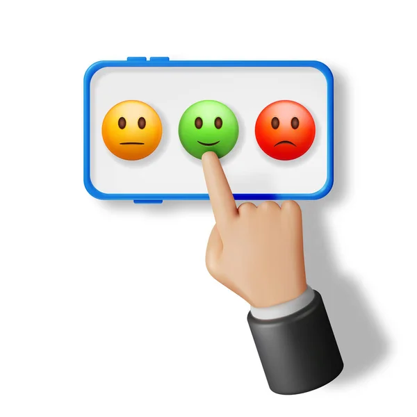 Peringkat Pelanggan Tersenyum Emoticon Checklist Ponsel Terisolasi Simbol Positif Netral - Stok Vektor