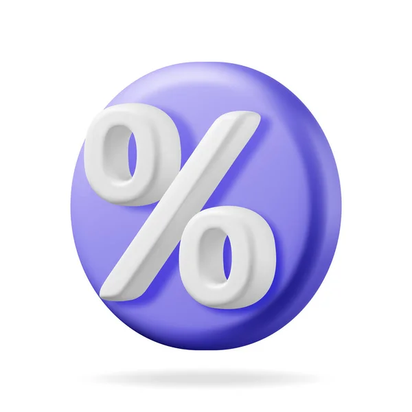 Ícone Sinal Porcentagem Azul Realista Isolado Render Dinheiro Finanças Conceito — Vetor de Stock