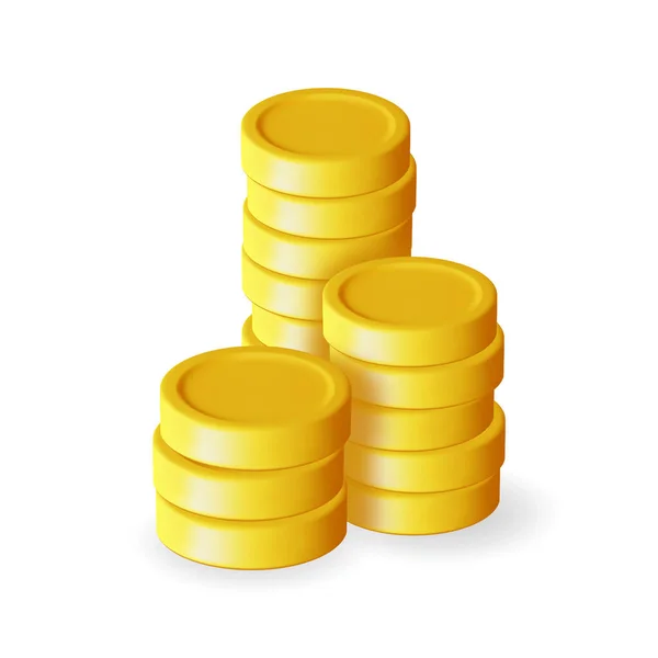 stock vector 3D Stack of Gold Coins Icon Isolated. Pile of American Dollar Coin Render. Empty Golden Money Sign. Growth, Income, Savings, Investment. Symbol of Wealth. Business Success. Vector Illustration