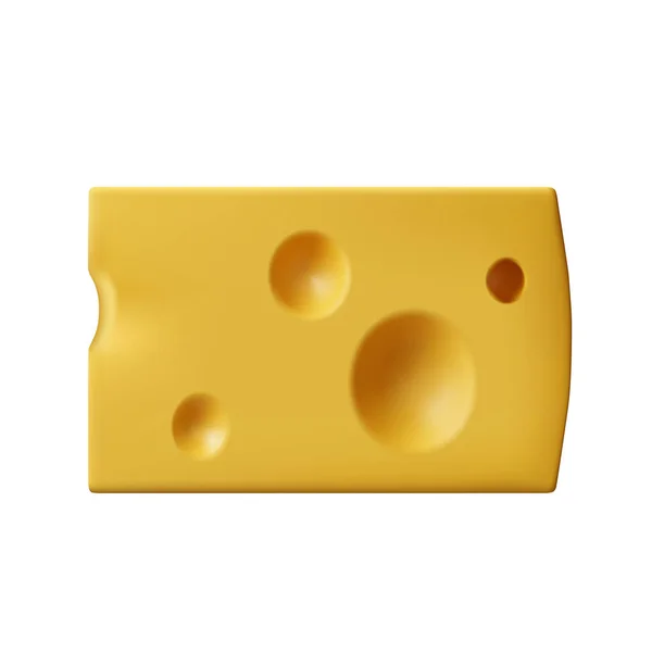 在白色上分离的3D奶酪片 烤芝士图标 乳制品 现实的有机健康食品符号 病媒图解 — 图库矢量图片