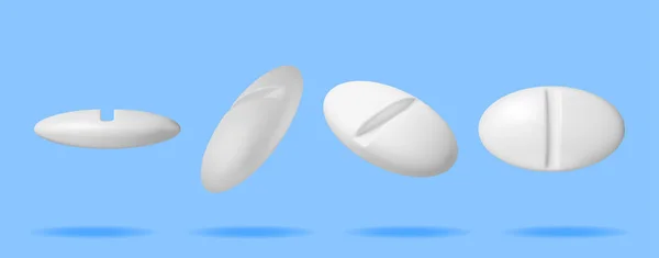 Classic Pills Different Angles Collection Isolado Render Conjunto Comprimidos Redondos —  Vetores de Stock