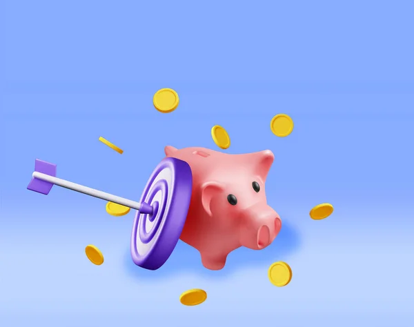 Piggy Bank Dart Target Isolated Оновлення Пластмасового Банку Гроші Moneybox — стоковий вектор
