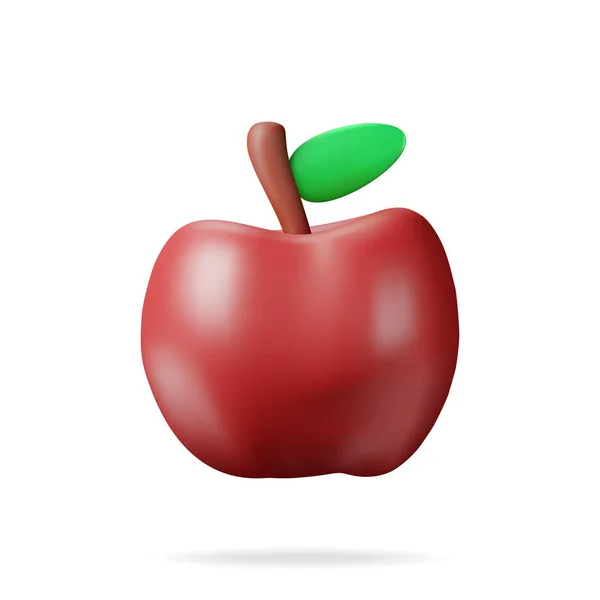 Kırmızı Elma Meyvesi Beyaza Izole Edildi Apple Taze Taze Yaprak — Stok Vektör