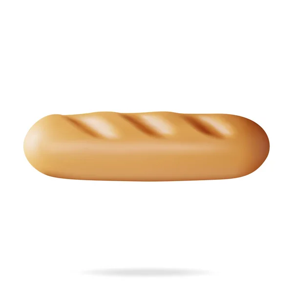 3D面包Icon与白色隔离 渲染面包或面包符号 麦片面包 谷物面包卷 烘焙食品 Baguette 面包店 现实的病媒说明 — 图库矢量图片