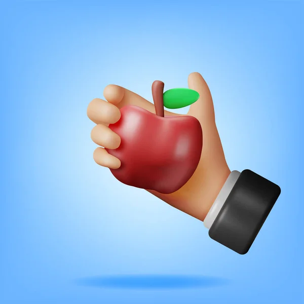 Red Apple Fruit Hand Isoliert Auf Weiß Render Apple Fresh — Stockvektor