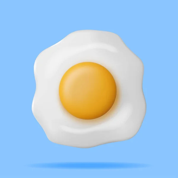 Fried Egg Isoliert Render Cartoon Egg Frühstück Ikone Milchprodukte Und — Stockvektor