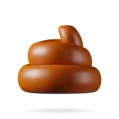 3D Pile of Shit Isolated on White. Render Stinking Poo Icon. Smelling Fecal. Cartoon Stool. Excrement, Crap. Realistic Vector Illustration