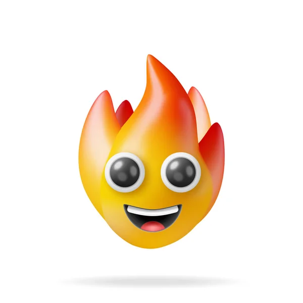 Fire Smile Ikona Płomień Izolowany Białym Tle Render Płonący Ogień — Wektor stockowy