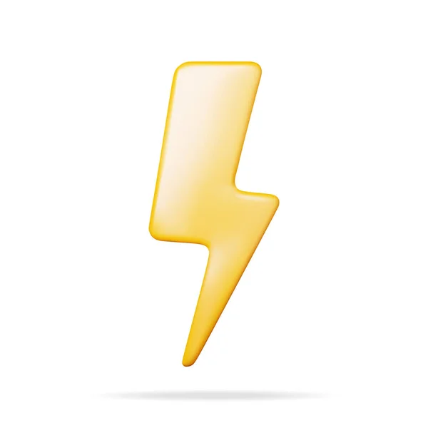 Lightning Sign Isolated Render Yellow Plastic Lightning Icon Weather Electricity — Vetor de Stock