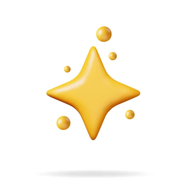 Glossy Shining Yellow Star Isolated Realistische Bewertungen Star Render Testimonial — Stockvektor