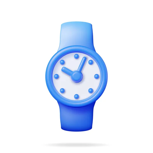 Simple Classic Wrist Watch Clock Isolated Render Hand Alarm Clock — Stock Vector