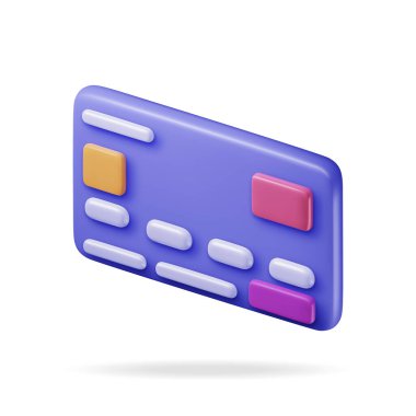 3D banka kartı White 'da izole edildi. Chip Simgesi ile Kredi Kartı Yapılandır. İş Finansmanı, Çevrimiçi Alışveriş ve Banka Konsepti. Nakitsiz ödeme. Finansal işlemler, para transferi. Vektör İllüstrasyonu