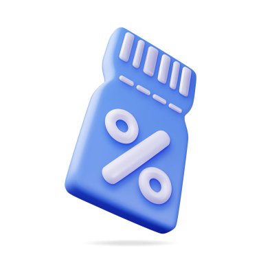 Beyaz üzerinde Percent Sembolü olan 3d kupon. İndirim makbuzu ya da kuponu hazırla. Boş Bilet Alışveriş Kâğıdı. Promosyon Teklif Onayı. Bonus Satın Alma Hediyesi Konsepti. Vektör İllüstrasyonu