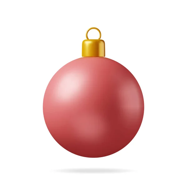 Red Christmas Ball Med Golden Clamp Isoleret Render Glas Juletræ – Stock-vektor