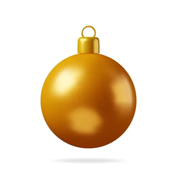 Palla Natale Oro Con Morsetto Dorato Isolato Giocattolo Dell Albero — Vettoriale Stock