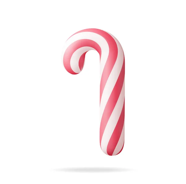 Realistic Candy Cane Isolated Render Christmas Candy Lollipop Stick Sweetness — Stock Vector