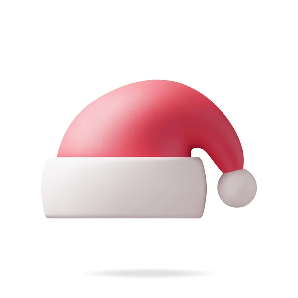 Röd Jultomte Hatt Isolerad Vitt Render Hat Med Fur Och — Stock vektor