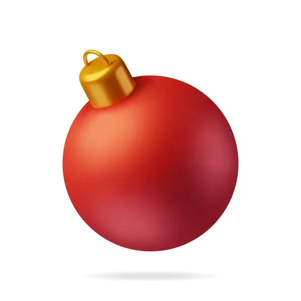Красный Рождественский Шар Золотым Зажимом Игрушка Рождественской Ёлки Новым Годом — стоковый вектор