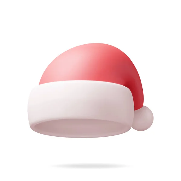 Красный Санта Клаус Белом Шляпа Мехом Помпоном Новым Годом Праздником — стоковый вектор