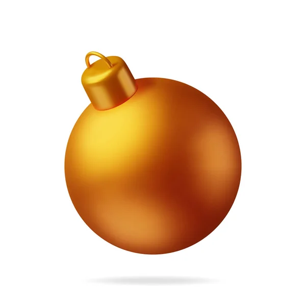 Złoty Christmas Ball Złotym Zaciskiem Izolowane Render Szklana Choinka Zabawka — Wektor stockowy