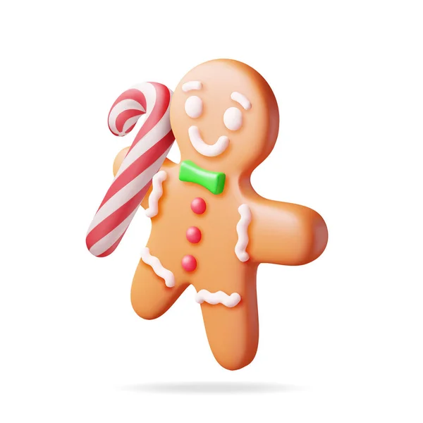 Holiday Going Man Candycane Cie Рендер Куки Форме Человека Глазурью — стоковый вектор