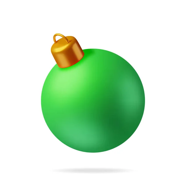 Green Christmas Ball Złotym Zaciskiem Izolowane Render Szklana Choinka Zabawka — Wektor stockowy