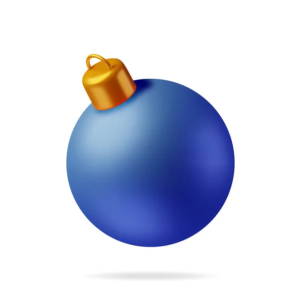 Blue Christmas Ball Med Gyllene Klämma Isolerad Render Glass Christmas — Stock vektor