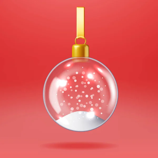 Bola Nieve Navidad Cristal Aislada Render Orbe Vacio Nieve Feliz — Vector de stock