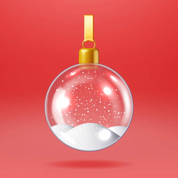 Glass Christmas Snow Ball Isoliert Render Empty Snow Spere Sphere — Stockvektor