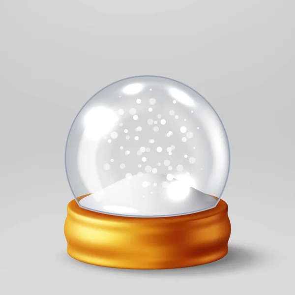 3Dガラスのクリスマス雪の地球は隔離されました レンダー 空のスパイ ポディウム 明けましておめでとうございます メリークリスマス休日 新年クリスマスお祝い リアル ベクター イラスト — ストックベクタ