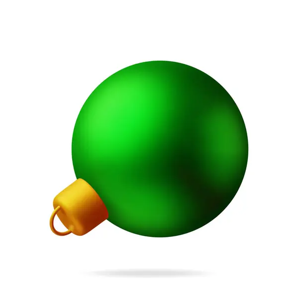 黄金クランプが隔離された3Dグリーンクリスマスボール レンダーグラスクリスマスツリーおもちゃ 明けましておめでとうございます メリークリスマス休日 新年とクリスマスのお祝い リアル ベクター イラスト — ストックベクタ