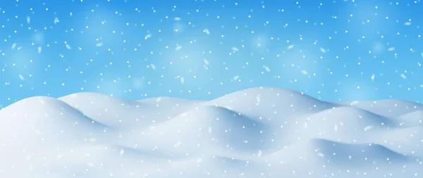 Winter Landscape Snowdrifts Snow Render Christmas Snow Drifts Blue Sky — Stock Vector