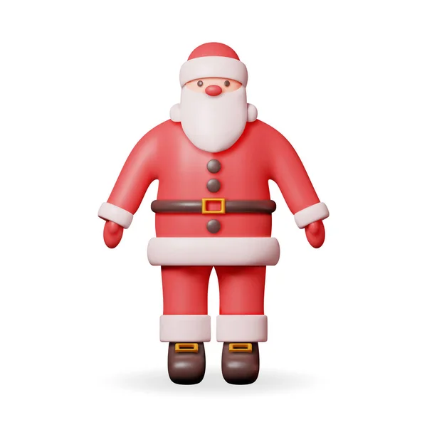 Weihnachtsmannfigur Roter Kleidung Isoliert Render Standing Christmas Santa Frohes Neues — Stockvektor