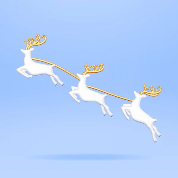 Christmas Söt Jumping Deers Med Antlers Renderhjord Renar Gott Nytt — Stock vektor