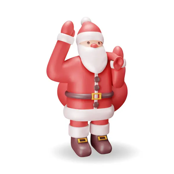 Caractère Père Noël Avec Sac Cadeau Isolé Rendre Debout Noël — Image vectorielle