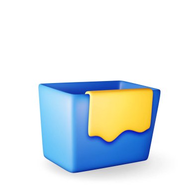 3 boyutlu su havzasını beyaza izole edilmiş bezle yıka. Duster ikonuyla kare temizleme kovası yap. Ev temizleme ekipmanı. Ev aksesuarları. Gerçekçi vektör illüstrasyonu