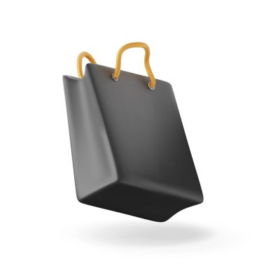 3D shopping bag isolated on white background. Render realistic gift bag. Sale, discount or clearance concept. Online or retail shopping symbol. Fashion handbag. Vector illustration