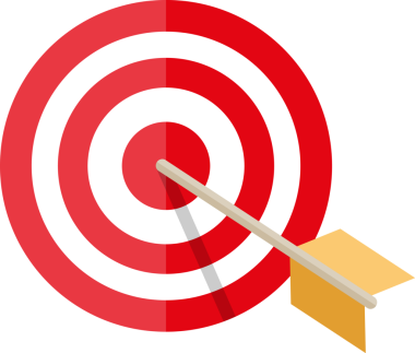 Kırmızı beyaz daire hedefi turuncu okla dartlar