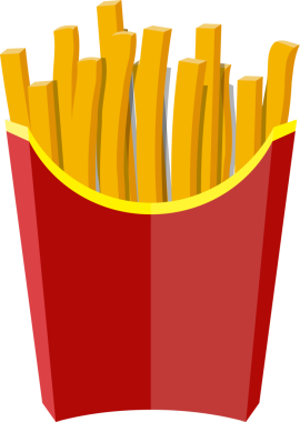 Patates kızartması kırmızı kağıt kutusunda