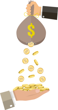 Para çantasını tutan ve altın sikkeleri kaybeden