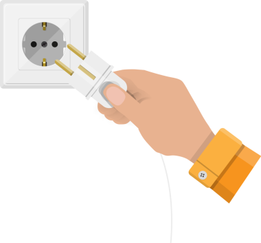 Elektrik beyaz soket ve fiş ile el