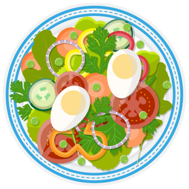 plaka üzerinde yumurta ile taze sebze salatası