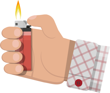 Elinde ateş olan kırmızı cep çakmağı