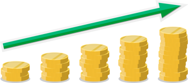 Madeni para yığınları yukarı oklu