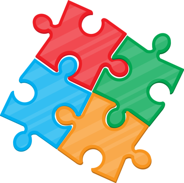 Dört adet renkli parçalı bulmaca