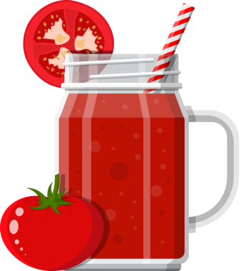 Çizgili samanlı domates suyu.