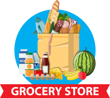 Kağıt alışveriş çantası bakkaliye ürünleri tam